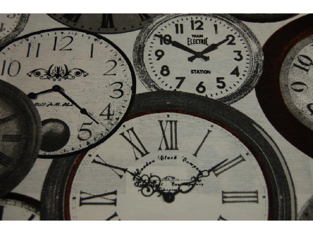 Tessuto stampato disegno orologi